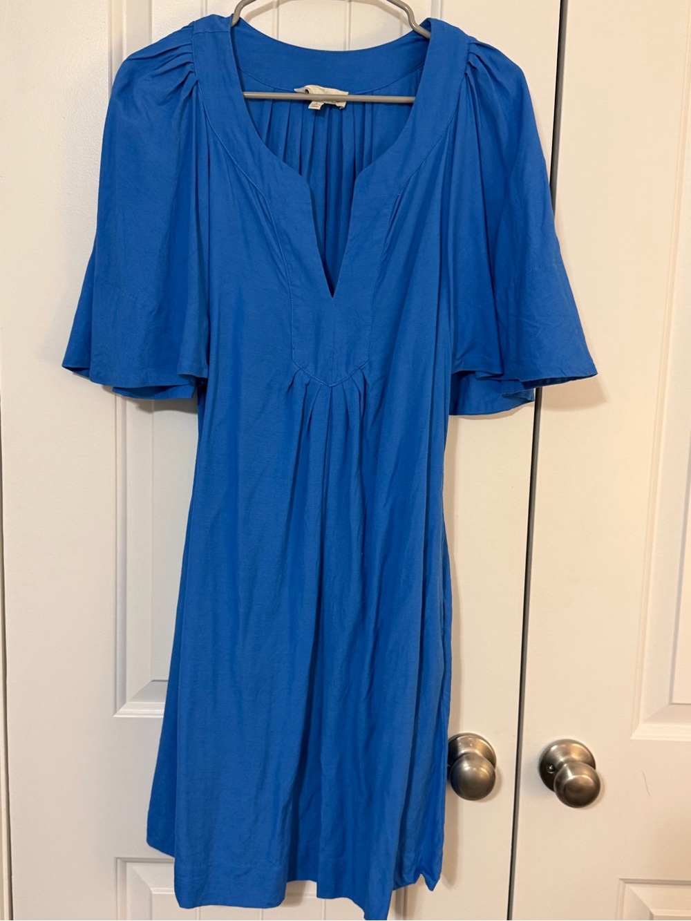 Pinch Electric Blue V-Neck Flutter Sleeve Mini Dress